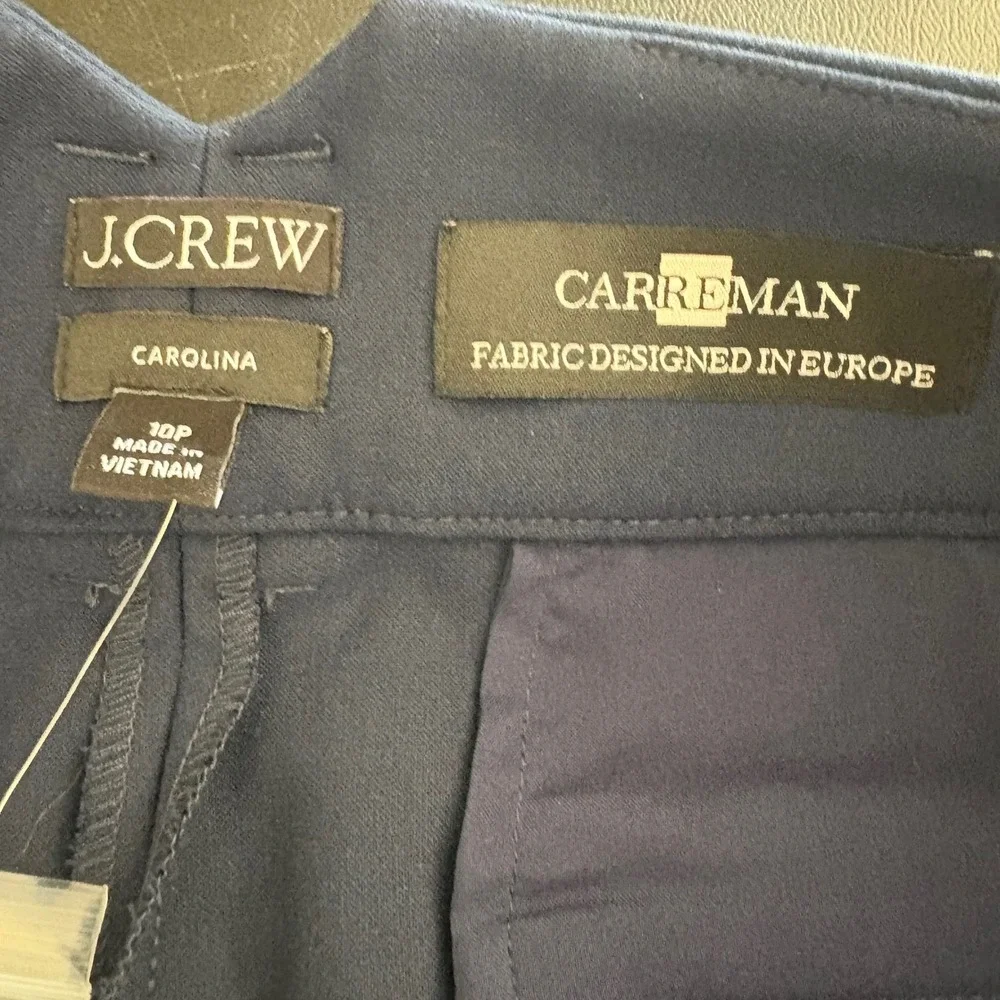 J.Crew Carolina Carreman Fabric Wide Leg Pants Trousers Women's Size 10P Navy